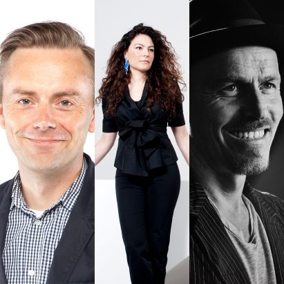 Portraits of Mike Holland, Francesca Portesine and Soren Rose