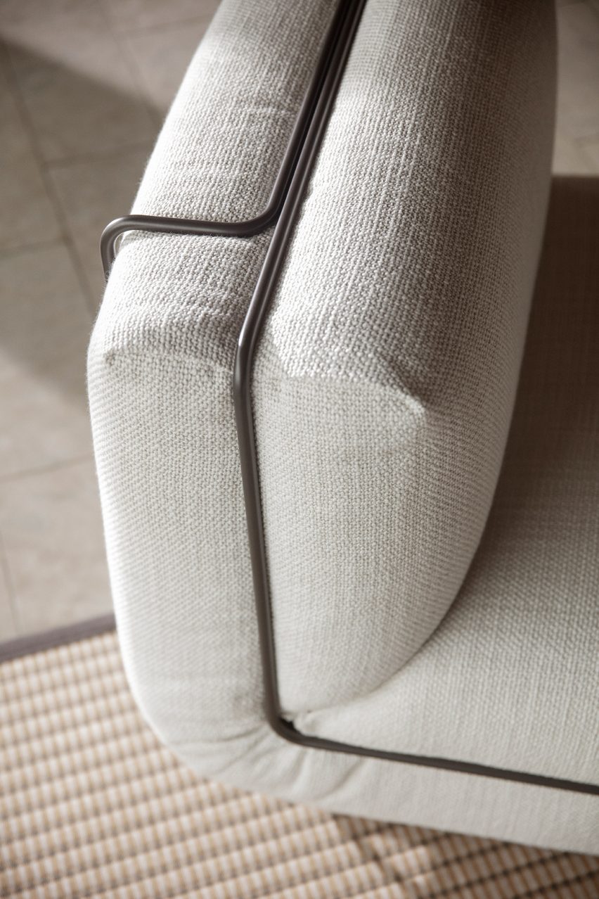 Close up of the GB lounge chair with folded foam seat and back rest