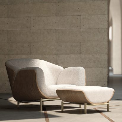 Haima' armchair and pouf by Maryam Al Suwaidi for Fromm