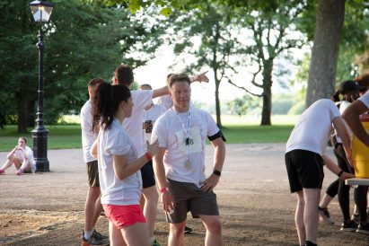 Runners gathered chatting in Hyde Park for the HD5K race