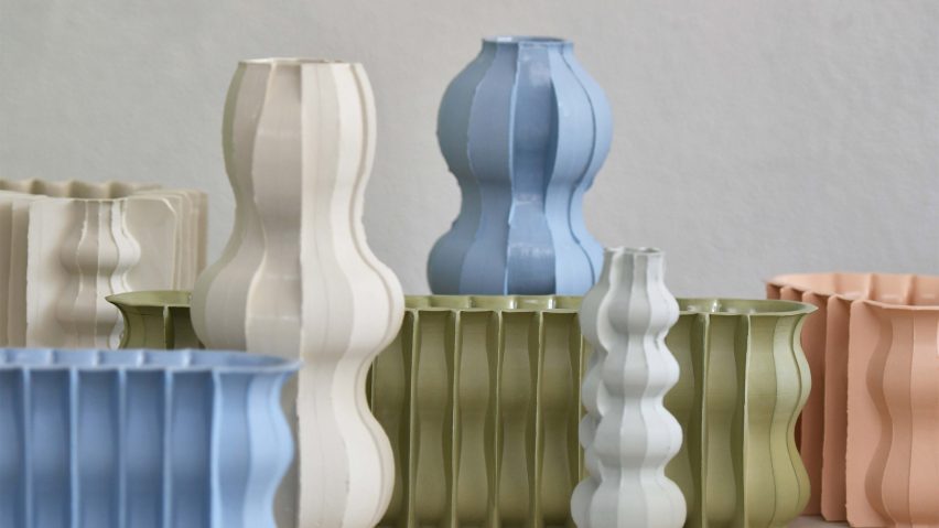 White, green, blue and peach ceramics