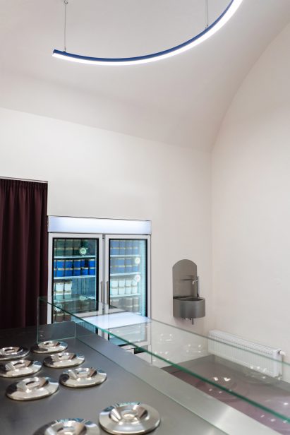 View from counter across Brno ice cream shop by Holky Rády Architekturu
