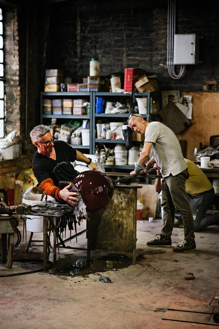 Gaea Pendant being produced in Murano glass
