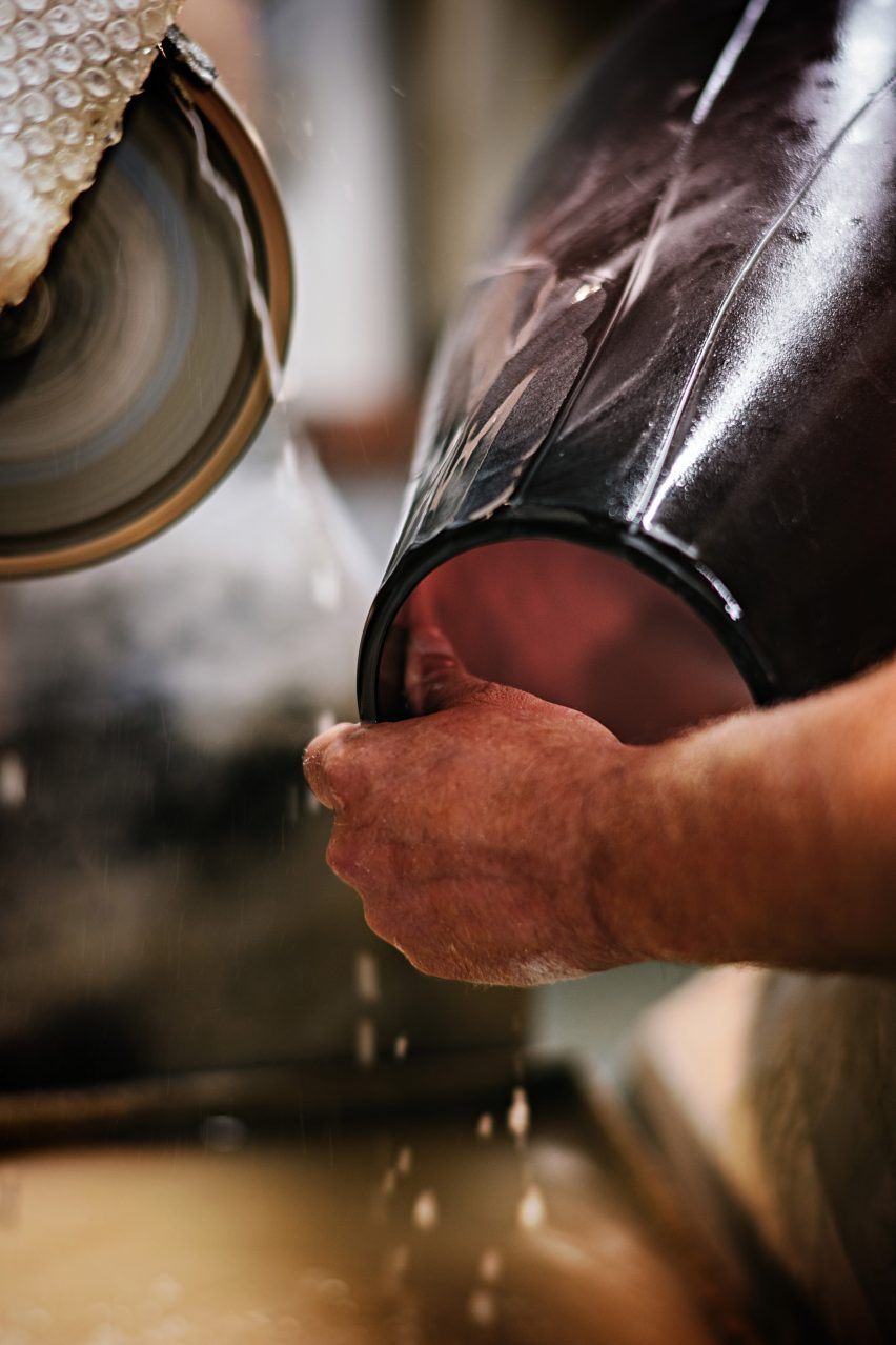 Gaea Pendant being carved in Murano glass