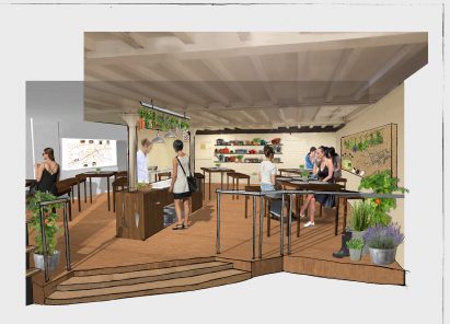 Interior render of a restaurant by a University for the Creative Arts student