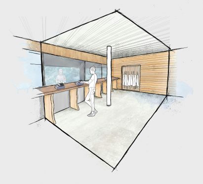 Interior sketch of a workshop