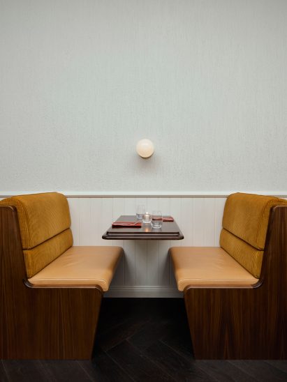 Corduroy seating booth in Surry Hills bar designed by Luchetti Krelle