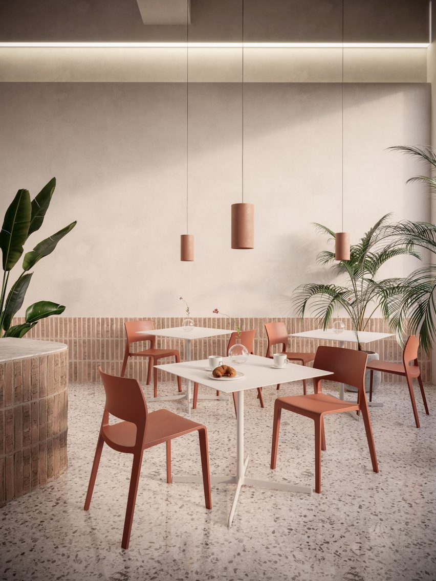 Rust-hued chairs by Studio Irvine