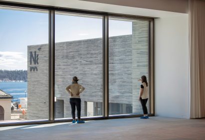 Gallery with floor-to-ceiling window