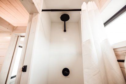 Waterfall shower mobile home