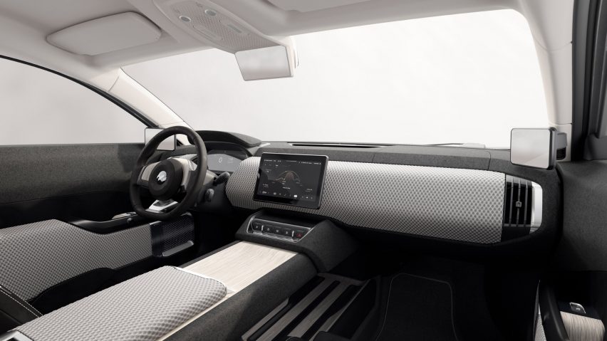 A white car dashboard