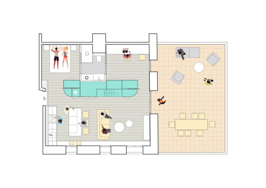 Lower level floor plan of Loft in Poblenou by Neuronalab