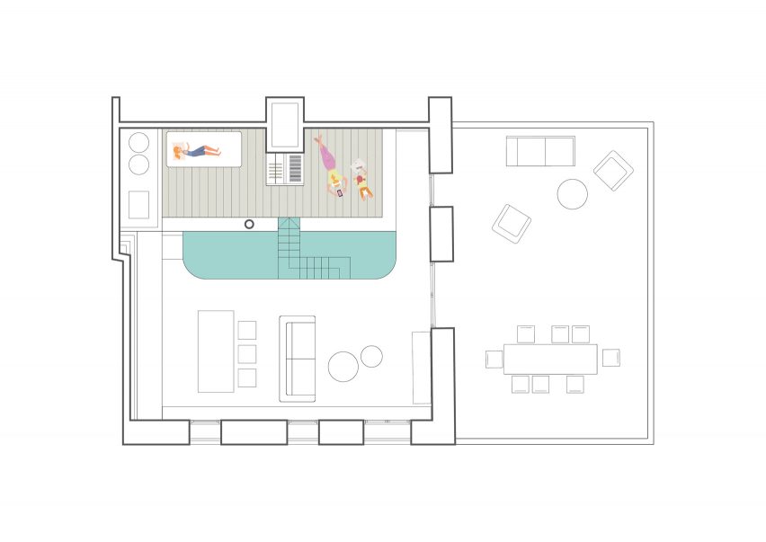 Upper level floor plan of Loft in Poblenou by Neuronalab