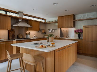 Kitchen renovated with wood cabinetry