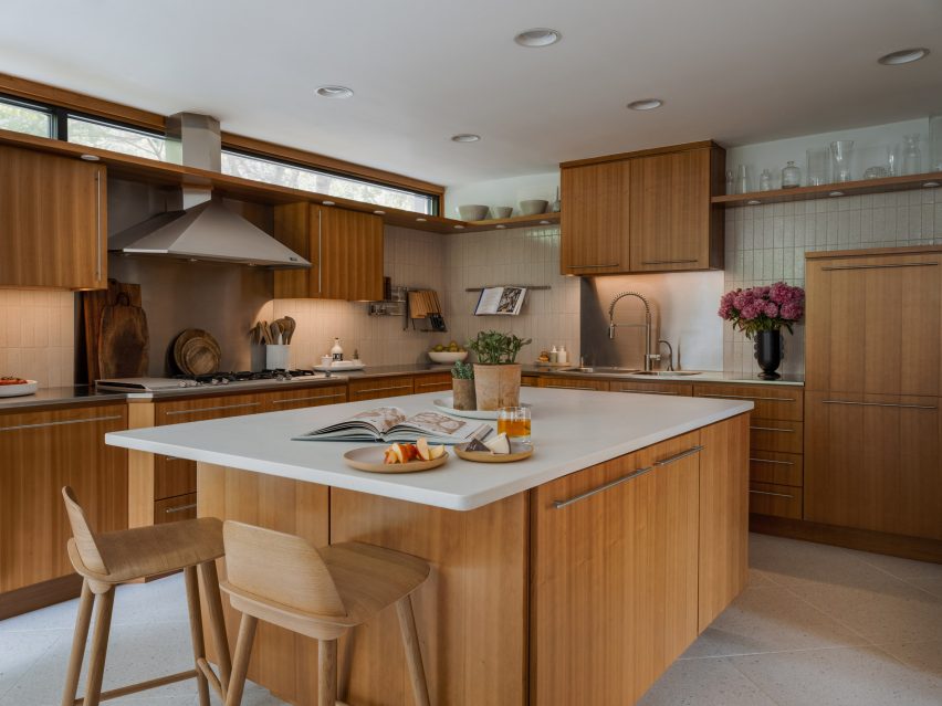 Kitchen renovated with wood cabinetry