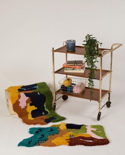 A photograph of a colourful rug