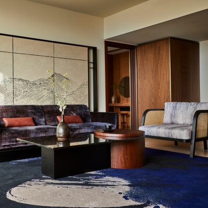 Lounge area in the suits of Nobu Hotel Barcelona by Rockwell Group