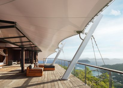 Deck with masts and sails