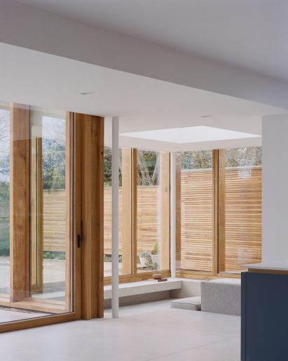 Sunken garden room of English residence