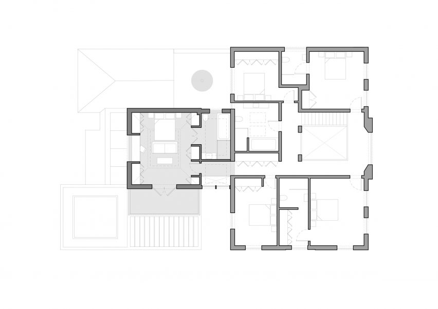 First floor plan of Pergola House by Will Gamble Architects