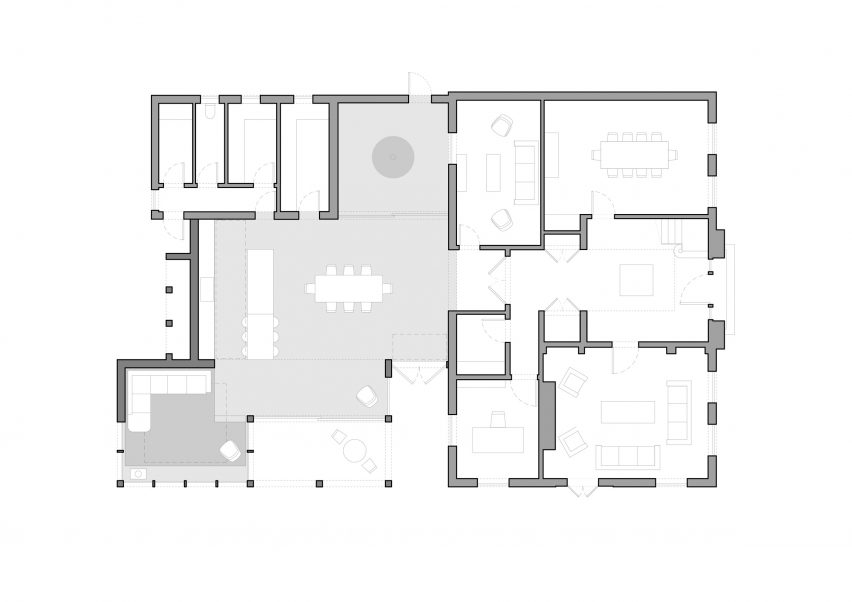 Ground floor plan of Pergola House by Will Gamble Architects