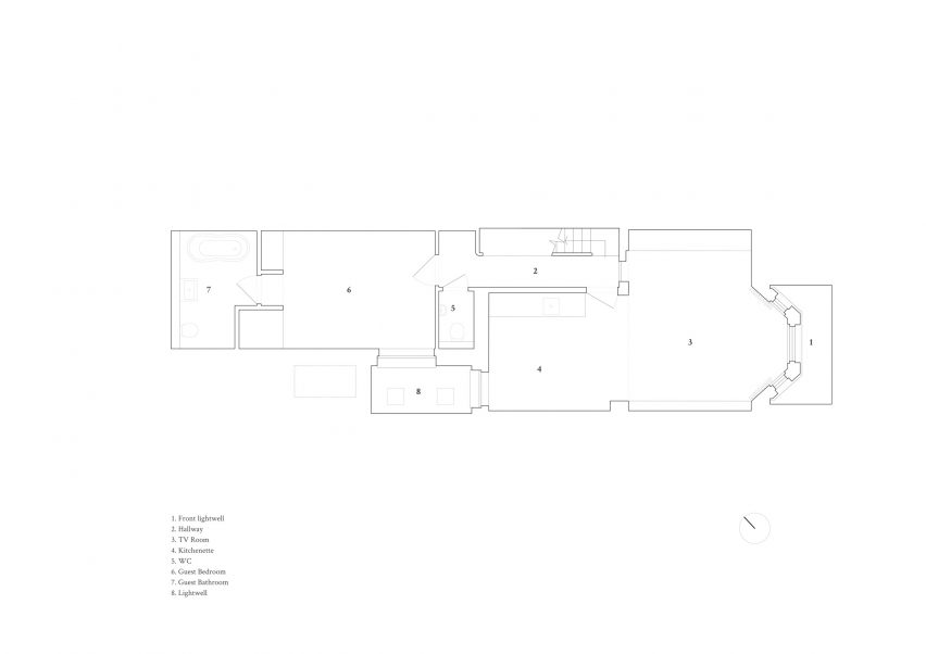 Floor plan of Pink House by Oliver Leech Architects