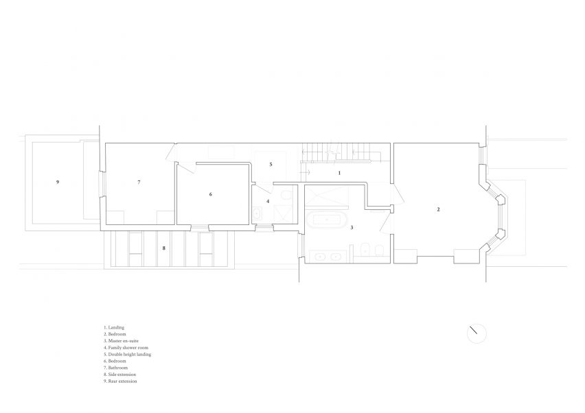 Floor plan of Pink House by Oliver Leech Architects