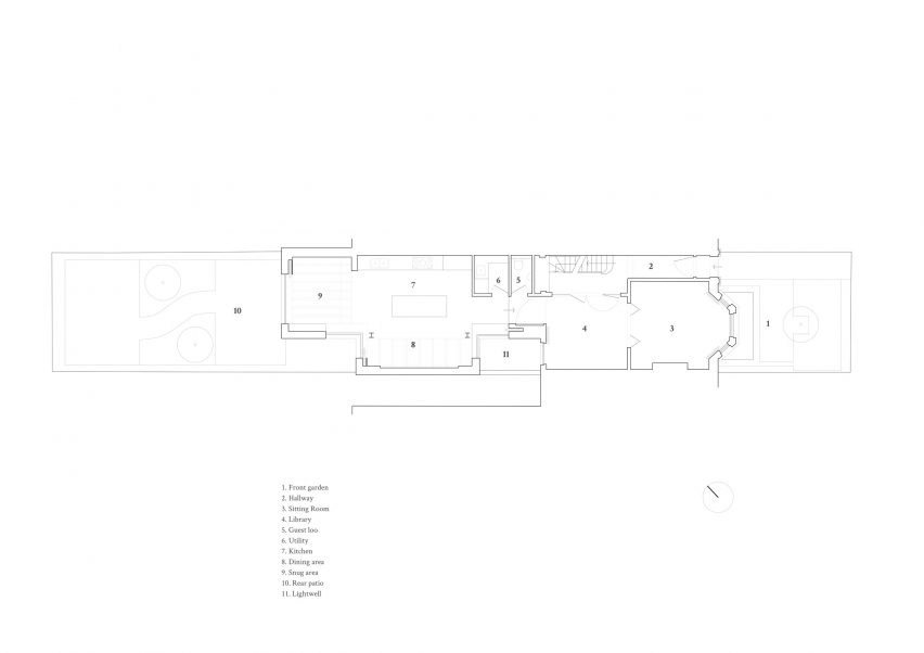Floor plan of Pink House by Oliver Leech Architects