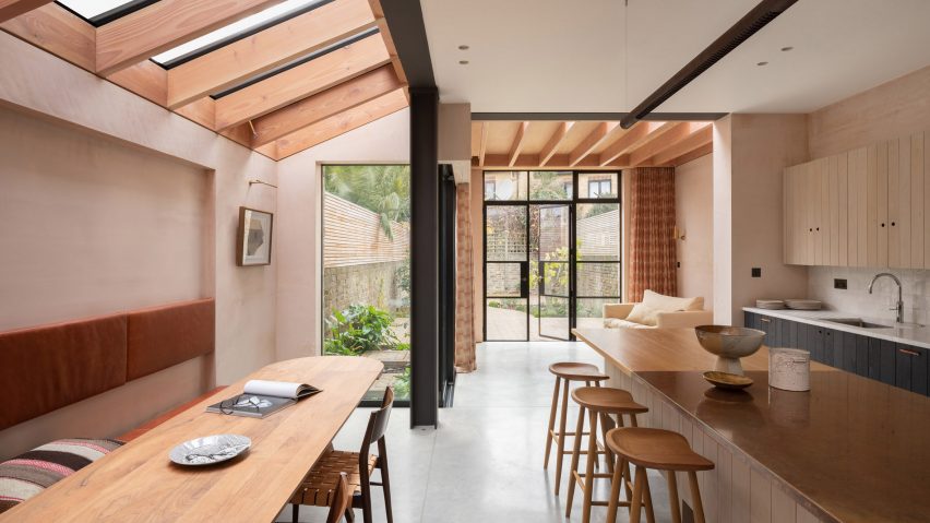 Interior of Pink House by Oliver Leech Architects
