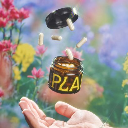 Psilocybin capsules from PLANT in packaging designed by Dark Igloo