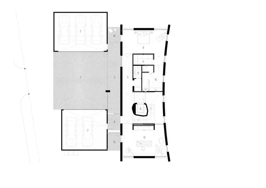 Upper floor plan by Glenn and Powell