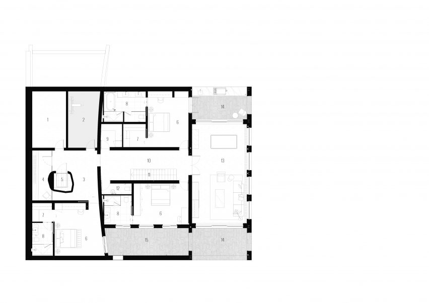 Lower floor plan of Canopy House by Powell and Glenn