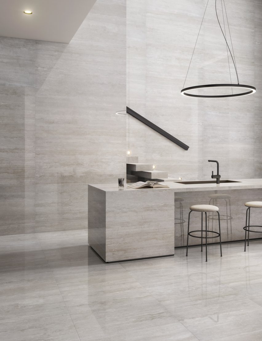 Kitchen clad in Prestigio Travertino