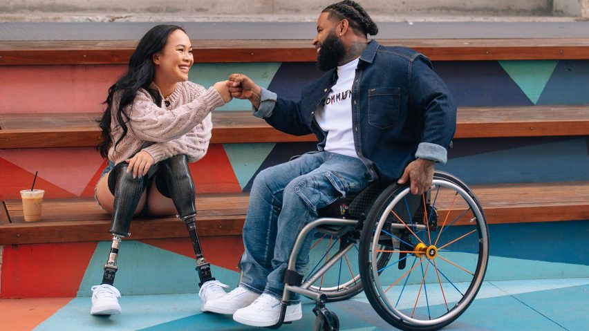 Two atheletes with disabilities wearing Fit to Fit trainers