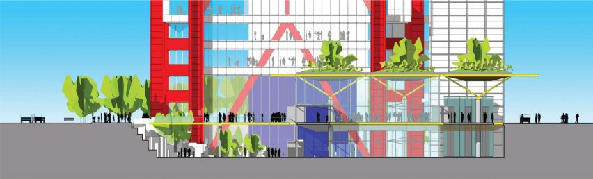 Section drawing of Parc. 1 by Rogers Stirk Harbour + Partners