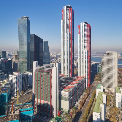 Rogers Stirk Harbour + Partners enlivens Seoul skyscrapers with bright red steelwork