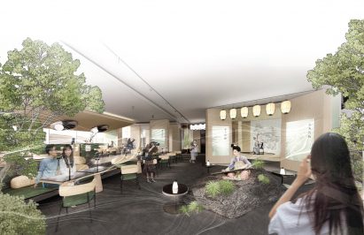 Render of a student's interior design and furniture project