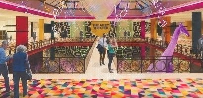 Render of an adaptive reuse project in a mall