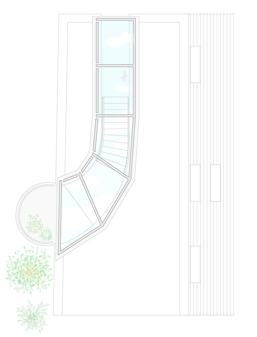 Roof plan of Scenery Scooping House by Not Architects Studio