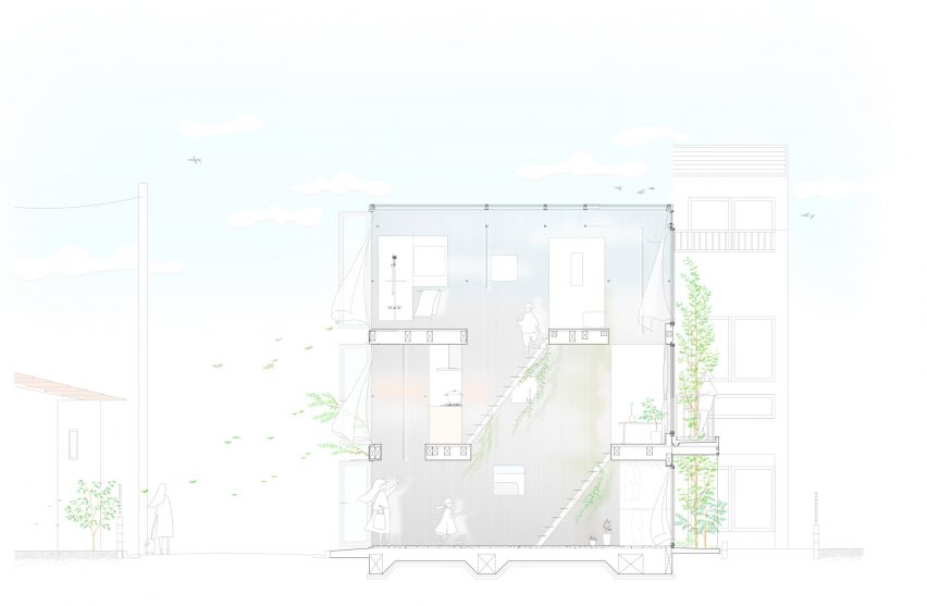 Section of Scenery Scooping House by Not Architects Studio