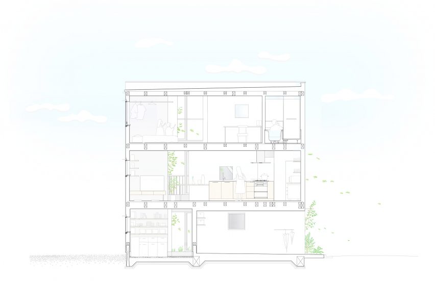 Section of Scenery Scooping House by Not Architects Studio