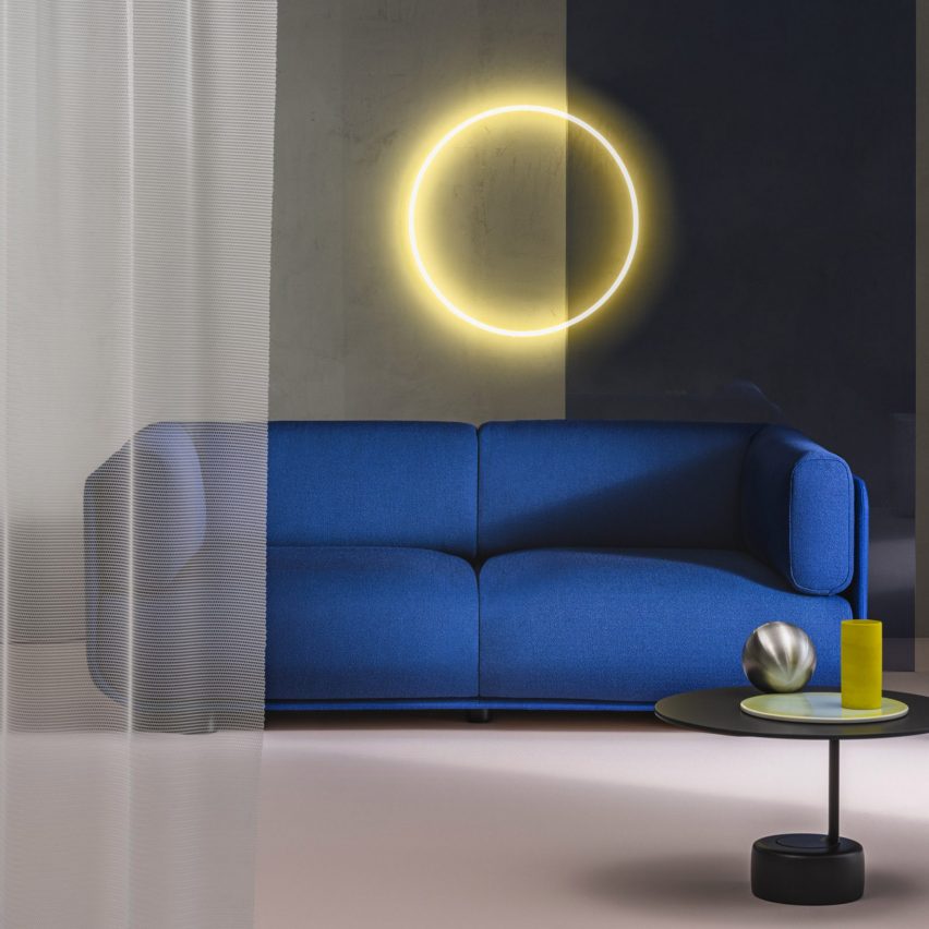 Blue Shaal sofa by Doshi Levien