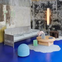 Aluminium sofa and wax lamp by Carsten in der Elst