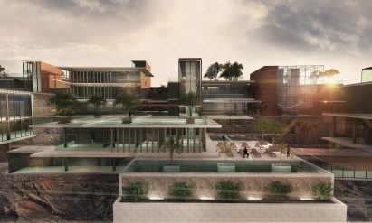 Render of a stepped terraced building