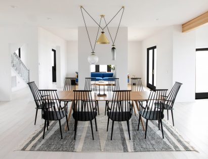Dining table with Shape Up light by Ladies & Gentlemen Studio