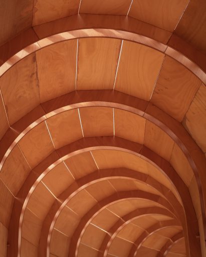 Colonnaded plywood structure