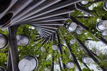 Steel frame of Tree of Trees sculpture