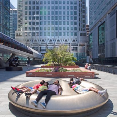 UFO public bench by Peter Newman at Canary Wharf