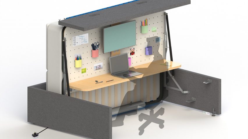 Flexible bedroom furniture transforming from bed to desk