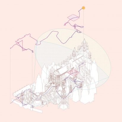 Map of a route in Dark Souls from Videogame Atlas